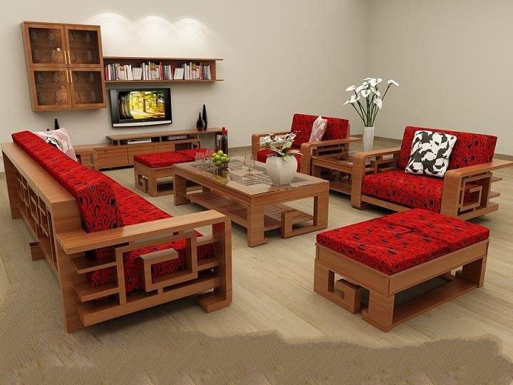 Bộ sofa gỗ phòng khách nhà ống đẹp